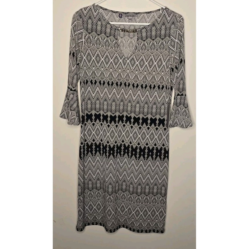 NWT Jennifer Lopez Sheath Dress Womens S Boho Tribal Geometric Print Bodycon